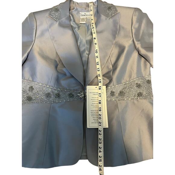 NWT Chancelle Women's Gray Beaded 2pc Blazer and Top Set Size 12 - Picture 11 of 16